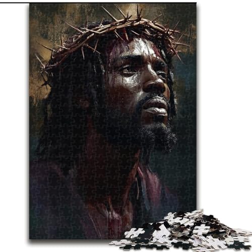 Puzzle 1000 Teile für Erwachsene „Black Jesus“ 26x38cm, anspruchsvolles Denkspiel für Teenager, unterhaltsames interaktives Spiel für die ganze Familie von ZKYUBEK
