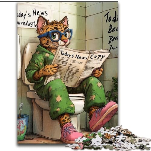 Puzzle 1000 Teile für Erwachsene „Cougar Go Toilet“ aus Karton, Größe 26x38cm, Geburtstage und Feiertage von ZKYUBEK