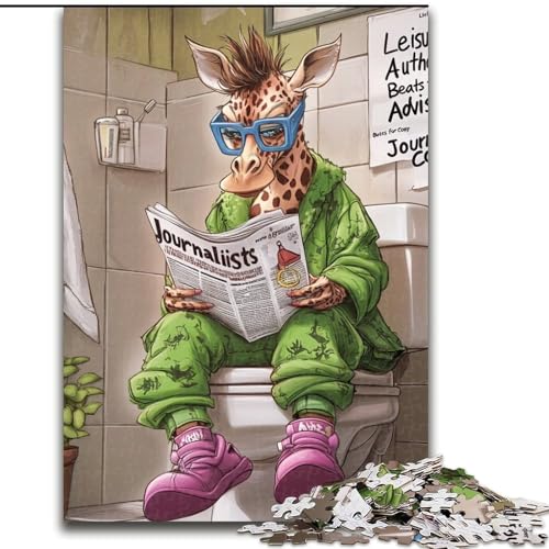 Puzzle 1000 Teile für Erwachsene „Giraffe Go Toilet“, Kartonpuzzle, Größe 26x38cm, Denksportspiel für Teenager von ZKYUBEK