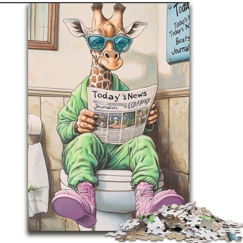 Puzzle 1000 Teile für Erwachsene „Giraffe Go Toilet“, Kartonpuzzle, Größe 26x38cm, Denksportspiel für Teenager von ZKYUBEK