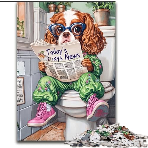 Puzzle 1000 Teile für Erwachsene „King Spaniel Go Toilet“, Kartonpuzzle, Größe 26x38cm, anspruchsvolles DIY-Dekorationsspiel, interaktives Familienspielzeug von ZKYUBEK