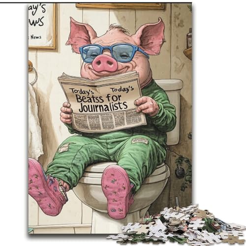 Puzzle 1000 Teile für Erwachsene „Pig Go Toilet“, Holzpuzzle, Größe 50x75cm, interaktives Familienspiel, Heimdekoration zum Selbermachen, Denksportaufgabe als Geschenk Puzzle 1000 Teile für Erwachsene „Pig Go Toilet“, Holzpuzzle, Größe 50x75cm, interaktives Familienspiel, Heimdekoration zum Selbermachen, Denksportaufgabe als Geschenk von ZKYUBEK