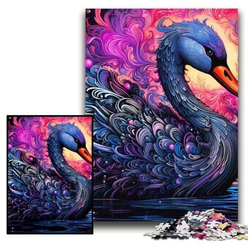 Puzzle 1000 Teile für Erwachsene „Schwarzer Schwan“ aus Pappe, 26x38cm, Halloween, Weihnachten, Geburtstag von ZKYUBEK