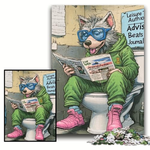 Puzzle 1000 Teile für Erwachsene „Wolf Go Toilet“ Holzpuzzle 50x75cm Perfekt für Halloween, Weihnachten, Geburtstagsgeschenk Puzzle 1000 Teile für Erwachsene „Wolf Go Toilet“ Holzpuzzle 50x75cm Perfekt für Halloween, Weihnachten, Geburtstagsgeschenk von ZKYUBEK