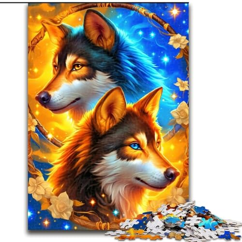 Puzzle 1000 Teile für Erwachsene „Wolf unter dem Mond“ aus Holz, 26x38cm, perfekt für Halloween, Weihnachten, Geburtstagsgeschenk Puzzle 1000 Teile für Erwachsene „Wolf unter dem Mond“ aus Holz, 26x38cm, perfekt für Halloween, Weihnachten, Geburtstagsgeschenk von ZKYUBEK
