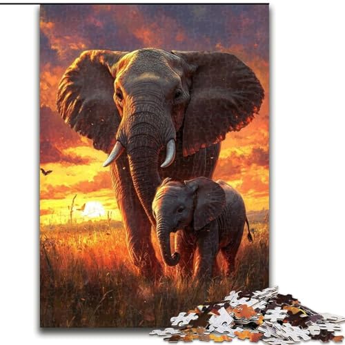 Puzzle 1000 Teile für Erwachsene Afrikanischer Elefant Puzzles für Erwachsene 26X38CM Herausforderndes DIY-Denkspiel, perfektes Familienspiel oder dekoratives Geschenk von ZKYUBEK