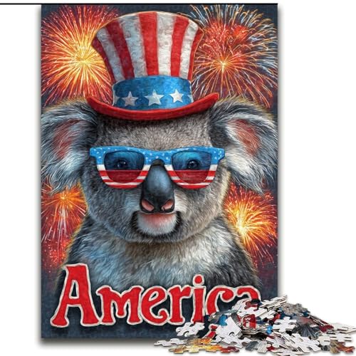Puzzle 1000 Teile für Erwachsene Amerikanischer Koala Holzpuzzle 50X75CM Perfekt für Halloween, Weihnachten, Geburtstagsgeschenk von ZKYUBEK