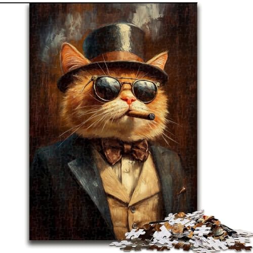 Puzzle 1000 Teile für Erwachsene Art Cat Holzpuzzles 50X75CM Denksportaufgabe Spiel für Teenager und Familieninteraktion von ZKYUBEK