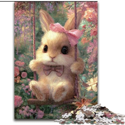 Puzzle 1000 Teile für Erwachsene Baby Bunny auf der Schaukel Puzzle 50X75CM Interaktives Familienspiel, Gehirnherausforderung, Lernspielzeug von ZKYUBEK
