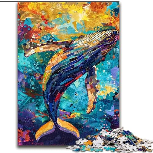 Puzzle 1000 Teile für Erwachsene Buckelwal-Puzzle 50x75cm Interaktives Familienspiel, Gehirnherausforderung, Lernspielzeug von ZKYUBEK