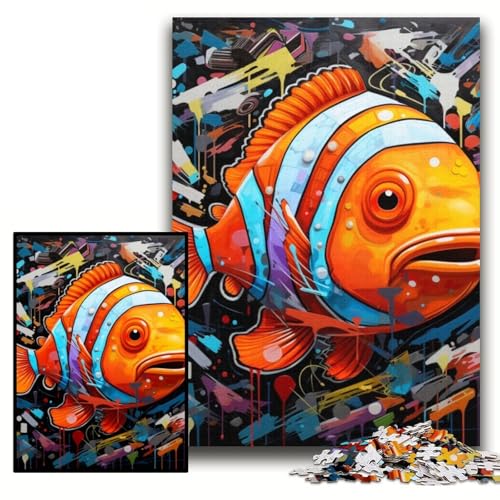 Puzzle 1000 Teile für Erwachsene Clownfisch-Graffiti-Puzzle aus Pappe, 26x38cm, perfekt als Geburtstags-, Weihnachts von ZKYUBEK
