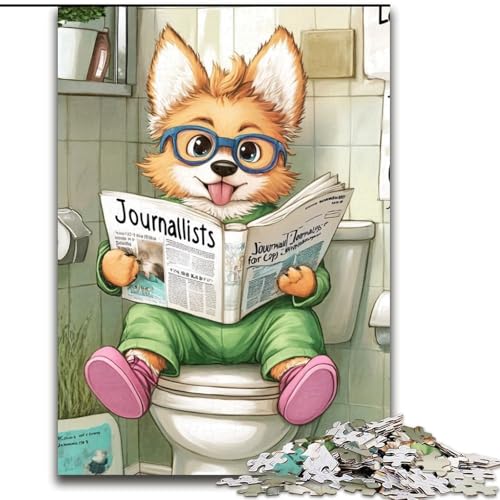 Puzzle 1000 Teile für Erwachsene Corgi Go Toilet, schwierige Puzzles für Erwachsene, Größe 26x38cm, anspruchsvolles DIY-Denkspiel, perfektes Familienspiel oder dekoratives Geschenk von ZKYUBEK