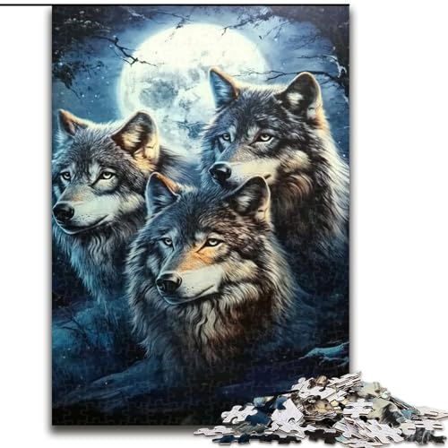 Puzzle 1000 Teile für Erwachsene DREI Wölfe Holzpuzzle 50X75CM für Reiseliebhaber und Paare, anspruchsvolles Spielzeug Puzzle 1000 Teile für Erwachsene DREI Wölfe Holzpuzzle 50X75CM für Reiseliebhaber und Paare, anspruchsvolles Spielzeug von ZKYUBEK