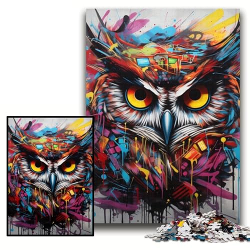 Puzzle 1000 Teile für Erwachsene Eule Unmögliches Puzzle für Erwachsene 26x38cm Teenager, Paare und Freunde zum Geburtstag, Weihnachten von ZKYUBEK