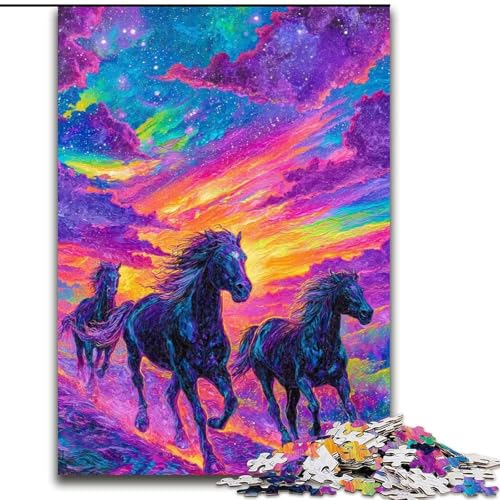 Puzzle 1000 Teile für Erwachsene Fantasiepferd Holzpuzzle 50X75CM Denksportaufgabe Spiel für Teenager und Familieninteraktion von ZKYUBEK