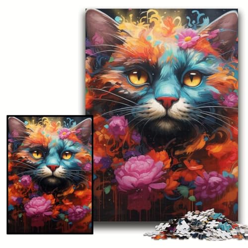 Puzzle 1000 Teile für Erwachsene Fantasy-Katze Holzpuzzle 50x75cm Perfekt als Geburtstags-, Weihnachts Puzzle 1000 Teile für Erwachsene Fantasy-Katze Holzpuzzle 50x75cm Perfekt als Geburtstags-, Weihnachts von ZKYUBEK