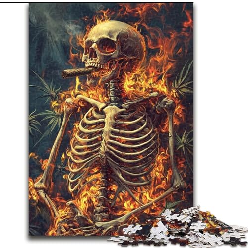 Puzzle 1000 Teile für Erwachsene Flammenschädel-Papppuzzle 26x38cm, perfekt für Halloween, Weihnachten, Geburtstagsgeschenk Puzzle 1000 Teile für Erwachsene Flammenschädel-Papppuzzle 26x38cm, perfekt für Halloween, Weihnachten, Geburtstagsgeschenk von ZKYUBEK
