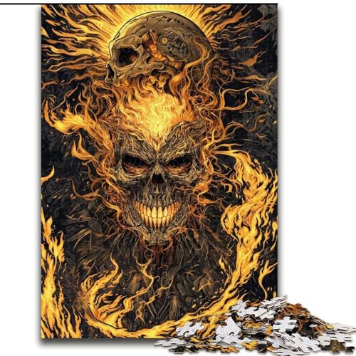 Puzzle 1000 Teile für Erwachsene Flammenschädel-Puzzle für Erwachsene 26x38cm für Teenager und Jugendliche, ideales Geburtstags von ZKYUBEK