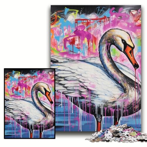Puzzle 1000 Teile für Erwachsene Graffiti-Malerei Yak Unmögliches Puzzle für Erwachsene 50x75cm Teenager, Paare und Freunde zum Geburtstag, Weihnachten von ZKYUBEK