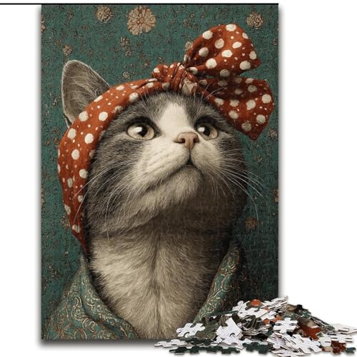 Puzzle 1000 Teile für Erwachsene Katze mit Turban, Papppuzzle 26x38cm, Heimdekoration, Denksportspiel für Teenager und Familieninteraktion Puzzle 1000 Teile für Erwachsene Katze mit Turban, Papppuzzle 26x38cm, Heimdekoration, Denksportspiel für Teenager und Familieninteraktion von ZKYUBEK