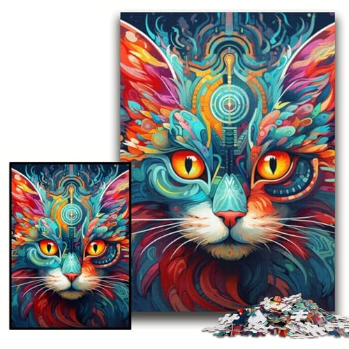 Puzzle 1000 Teile für Erwachsene Katzen-Pappe-Puzzles für Erwachsene 26x38cm Spaß für den Familienspielabend, dekoratives Kunstwerk zum Selbermachen von ZKYUBEK