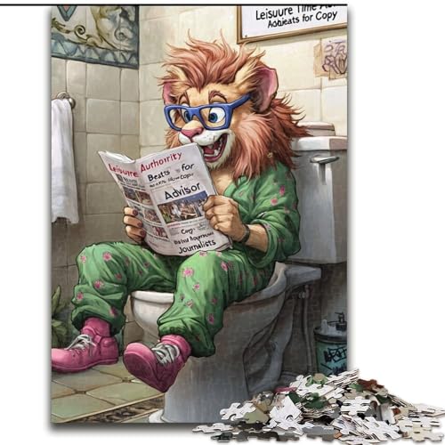 Puzzle 1000 Teile für Erwachsene Lion Go Toilet, schwierige Puzzles für Erwachsene, Größe 26x38cm, anspruchsvolles DIY-Denkspiel, perfektes Familienspiel oder dekoratives Geschenk von ZKYUBEK