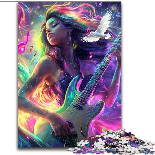 Puzzle 1000 Teile für Erwachsene Mädchen spielt Gitarre 1000 Teile Puzzle für Erwachsene zum Geburtstag, Feiertag, Weihnachten, 26X38CM von ZKYUBEK