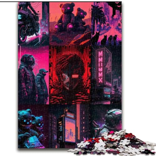 Puzzle 1000 Teile für Erwachsene Neonlandschaft Holzpuzzles Größe 50x75cm Denkspiel für Teenager und Familieninteraktion von ZKYUBEK
