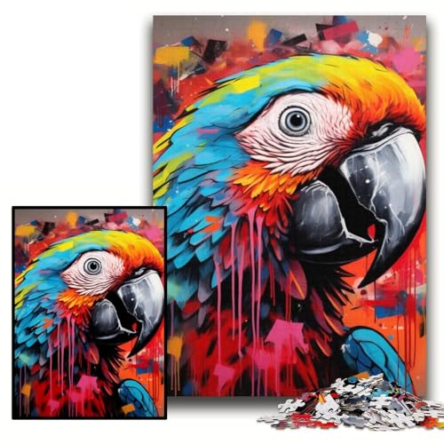 Puzzle 1000 Teile für Erwachsene Papageien-Graffiti-Puzzle aus Pappe, 26x38cm, perfekt als Geburtstags-, Weihnachts von ZKYUBEK