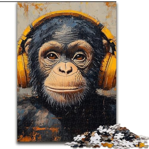 Puzzle 1000 Teile für Erwachsene Schimpansen hören Englisch, Holzpuzzle 26x38cm für Reiseliebhaber und Paare, anspruchsvolles Spielzeug Puzzle 1000 Teile für Erwachsene Schimpansen hören Englisch, Holzpuzzle 26x38cm für Reiseliebhaber und Paare, anspruchsvolles Spielzeug von ZKYUBEK