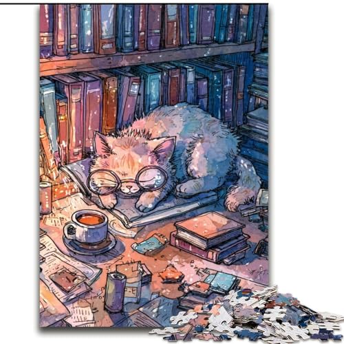 Puzzle 1000 Teile für Erwachsene Schlafende Katze Puzzle 50X75CM Interaktives Familienspiel, Gehirnherausforderung, Lernspielzeug von ZKYUBEK