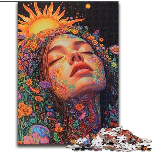 Puzzle 1000 Teile für Erwachsene Schöne Frau mit Blumen Puzzle 50X75CM Interaktives Familienspiel, Gehirnherausforderung, Lernspielzeug von ZKYUBEK