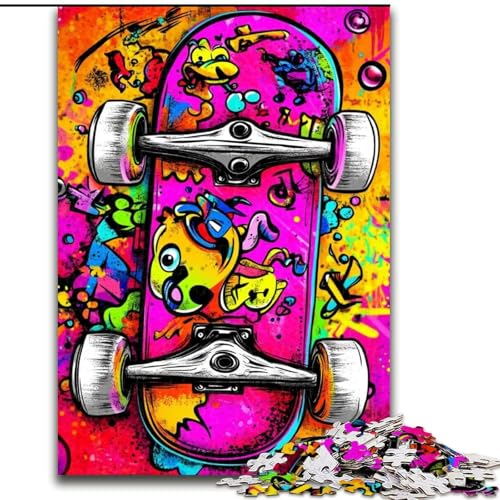 Puzzle 1000 Teile für Erwachsene Skateboard-Puzzles für Erwachsene 1000 Spannende Aktivität für den Familienspieleabend 50X75CM von ZKYUBEK