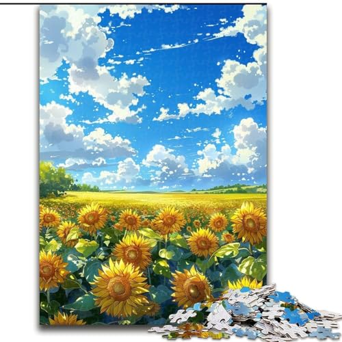 Puzzle 1000 Teile für Erwachsene Sonnenblumenfeld Holzpuzzle 26X38CM für Reiseliebhaber und Paare, anspruchsvolles Spielzeug Puzzle 1000 Teile für Erwachsene Sonnenblumenfeld Holzpuzzle 26X38CM für Reiseliebhaber und Paare, anspruchsvolles Spielzeug von ZKYUBEK