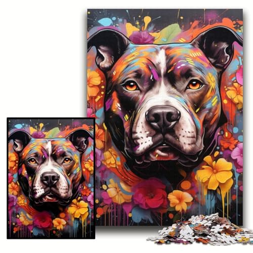 Puzzle 1000 Teile für Erwachsene Staffordshire Bull Terrier Holzpuzzle 50x75cm Perfekt für Geburtstags-, Weihnachts- und Halloweengeschenke Puzzle 1000 Teile für Erwachsene Staffordshire Bull Terrier Holzpuzzle 50x75cm Perfekt für Geburtstags-, Weihnachts- und Halloweengeschenke von ZKYUBEK