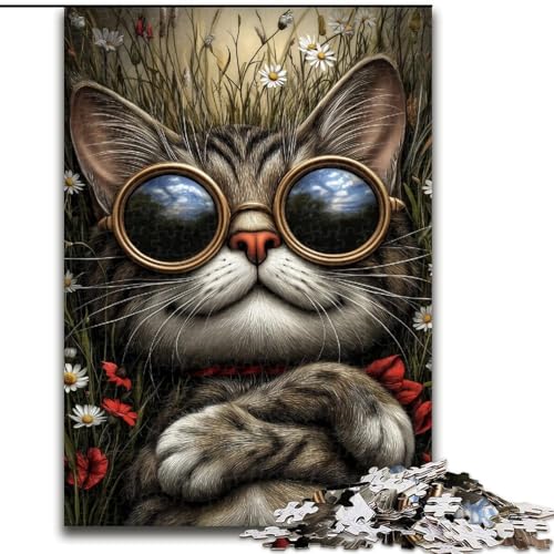 Puzzle 1000 Teile für Erwachsene Steampunk-Katzen-Puzzles für Erwachsene 50x75cm Herausforderndes DIY-Denkspiel, perfektes Familienspiel oder dekoratives Geschenk von ZKYUBEK