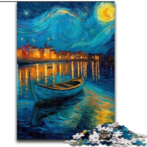 Puzzle 1000 Teile für Erwachsene Sternenhimmel-Boot-Puzzle 26x38cm Interaktives Familienspiel, Gehirn-Herausforderung, Lernspielzeug von ZKYUBEK
