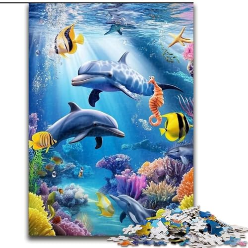 Puzzle 1000 Teile für Erwachsene Unterwasser-Delfine, Papppuzzle 26x38cm, perfekt für Halloween, Weihnachten, Geburtstagsgeschenk Puzzle 1000 Teile für Erwachsene Unterwasser-Delfine, Papppuzzle 26x38cm, perfekt für Halloween, Weihnachten, Geburtstagsgeschenk von ZKYUBEK