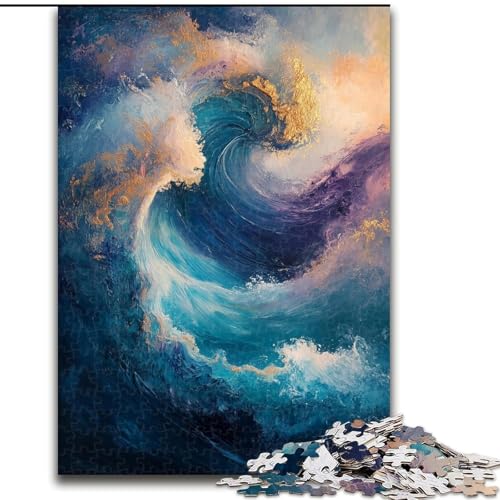 Puzzle 1000 Teile für Erwachsene Wellen Holzpuzzle 50X75CM Denksportaufgabe Spiel für Teenager und Familieninteraktion von ZKYUBEK