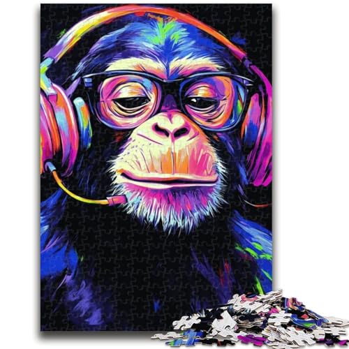 Puzzle 1000 Teile für Jugendliche, AFFE mit Kopfhörer, für und ab 14 Jahren, pädagogisches Lernspielzeug, Familienspiele, Geburtstagsgeschenk, 26x38cm Puzzle 1000 Teile für Jugendliche, AFFE mit Kopfhörer, für und ab 14 Jahren, pädagogisches Lernspielzeug, Familienspiele, Geburtstagsgeschenk, 26x38cm von ZKYUBEK