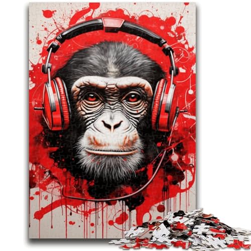 Puzzle 1000 Teile für Jugendliche, AFFE mit Kopfhörer, für und ab 14 Jahren, pädagogisches Lernspielzeug, Familienspiele, Geburtstagsgeschenk, 26x38cm Puzzle 1000 Teile für Jugendliche, AFFE mit Kopfhörer, für und ab 14 Jahren, pädagogisches Lernspielzeug, Familienspiele, Geburtstagsgeschenk, 26x38cm von ZKYUBEK