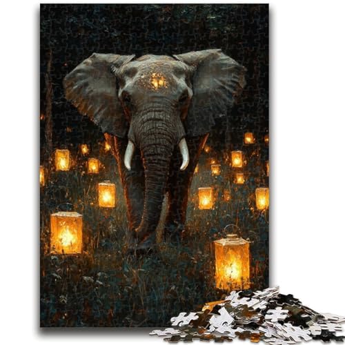 Puzzle 1000 Teile für Jugendliche, Elefanten-Ölgemälde, für Kinder ab 14 Jahren, Dekomprimierendes, intellektuelles Lernspielzeug, tolles Geschenk, 50x75cm von ZKYUBEK