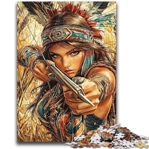 Puzzle 1000 Teile für Jugendliche, Indianerprinzessin, Familienspaß für die ganze Familie, Kinder ab 14 Jahren, 26x38cm von ZKYUBEK