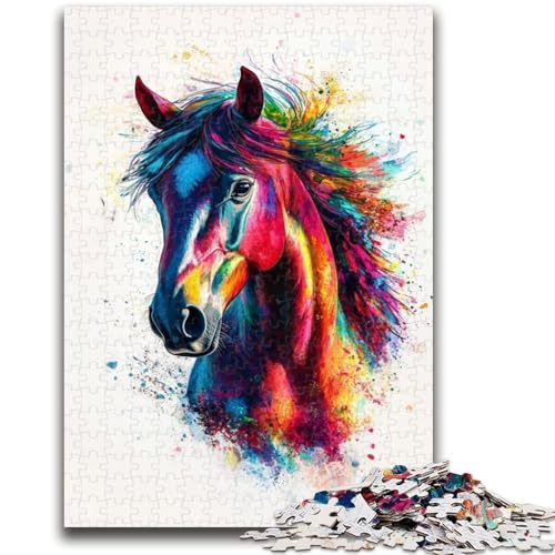 Puzzle 1000 Teile für Teenager, Aquarellpferd, geeignet für Personen ab 14 Jahren, Lernspiele, Wichtelgeschenke, 26x38cm Puzzle 1000 Teile für Teenager, Aquarellpferd, geeignet für Personen ab 14 Jahren, Lernspiele, Wichtelgeschenke, 26x38cm von ZKYUBEK