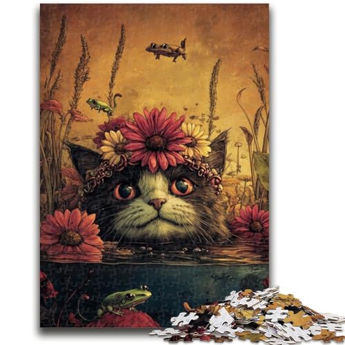 Puzzle 1000 Teile für Teenager, Blumen und Katzen, Elefantenspielzeug, Denkspiel, Geburtstagsgeschenk, Geschenke, Wandkunst für Kinder ab 14 Jahren, 26x38cm von ZKYUBEK