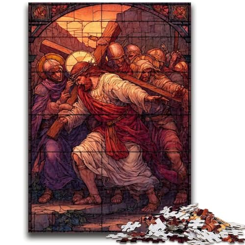 Puzzle 1000 Teile für Teenager, Buntglas-Jesus-Spiel, Spielzeug, jedes Teil ist einzigartig – anspruchsvolles Familienspiel, 26x38cm von ZKYUBEK