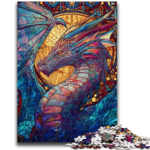 Puzzle 1000 Teile für Teenager, Buntglasdrache, geeignet für Personen ab 14 Jahren, Lernspiele, Wichtelgeschenke, 50x75cm Puzzle 1000 Teile für Teenager, Buntglasdrache, geeignet für Personen ab 14 Jahren, Lernspiele, Wichtelgeschenke, 50x75cm von ZKYUBEK