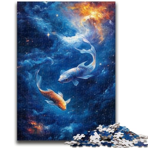 Puzzle 1000 Teile für Teenager, Cosmic Koi, Elefantenspielzeug, Denkspiel, Geburtstagsgeschenk, Geschenke, Wandkunst für Kinder ab 14 Jahren, 26x38cm von ZKYUBEK