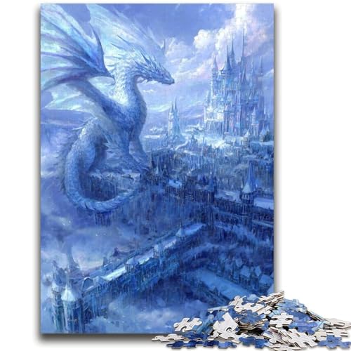 Puzzle 1000 Teile für Teenager, Eisdrachen-Spielzeug, jedes Teil ist einzigartig – anspruchsvolles Familienspiel, 26x38cm von ZKYUBEK