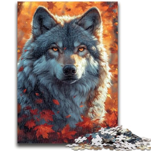 Puzzle 1000 Teile für Teenager, Herbstwolf, Elefantenspielzeug, Denkspiel, Geburtstagsgeschenk, Geschenke, Wandkunst für Kinder ab 14 Jahren, 50x75cm von ZKYUBEK